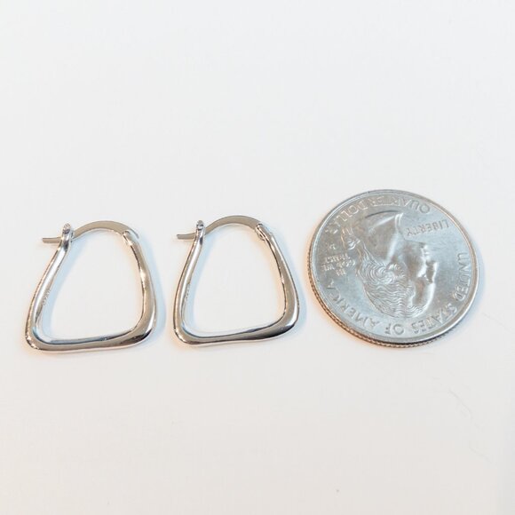 NWOT Sterling Silver 925 Abstract Hoop Earrings Elegant Modern Design - Picture 4 of 11